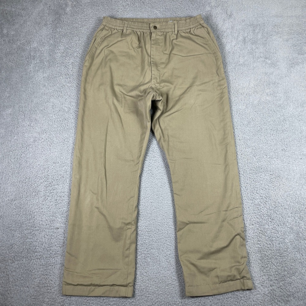 Vintage Haband Ice House Flannels Lined Pants Mens 36L Khaki Chino Elastic Waist